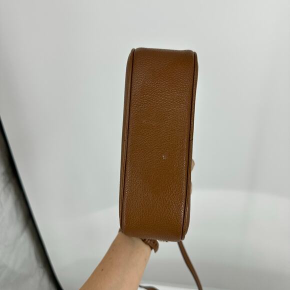 Michael Kors Double Zipper Jet Set Pebbled Leather Crossbody Bag Brown - Picture 5 of 15